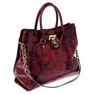 Michael Kors Redblack Python Hamilton BAG